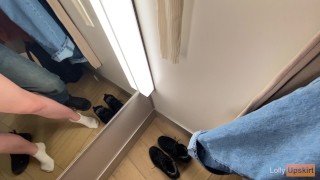 Risky sex with a slutty girl in the fitting room (public fucking)